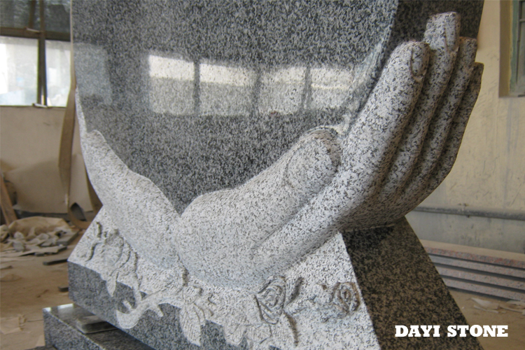 G654-5 Dark Grey Granite Headstone With Book Shaped Monument